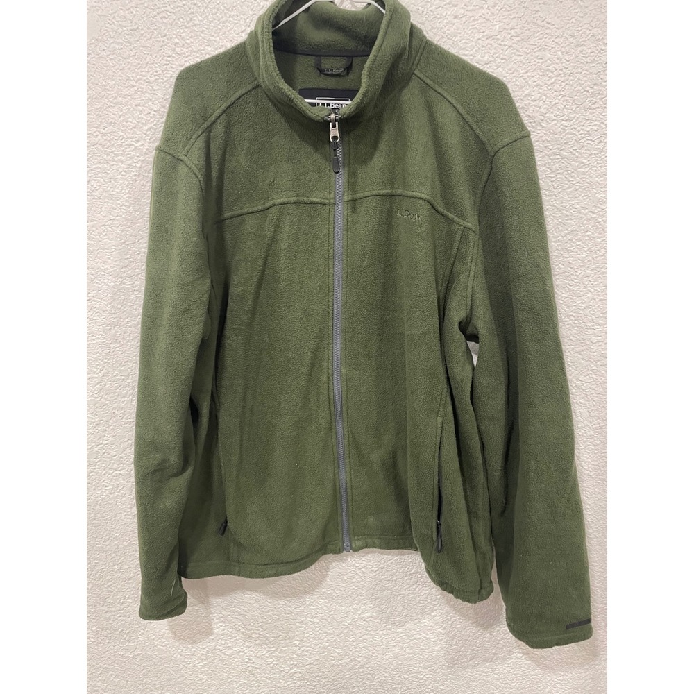LL Bean Outdoor Mens Size XL Reg Zip Up Fleece Sweater Jacket Green